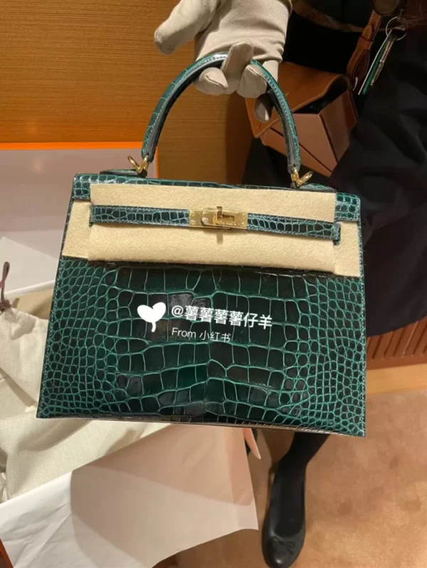 New Arrival Hermes Shiny Alligator Crocodile 6O Vert Cypres
