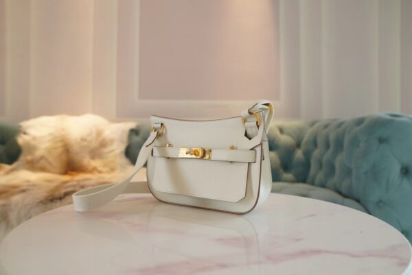 1246b7b726c720c Hand Stitching Hermes Jypsiere Mini Mushroom White Swift Leather Gold Hardware
