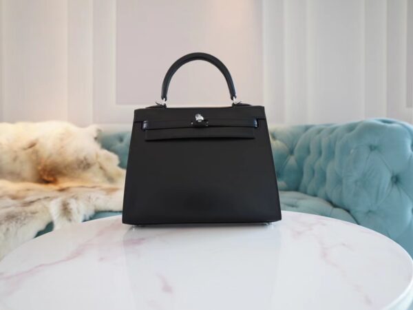 133e8c5838cfd7b-1 Wholesale Hermes Kelly25CM CK89 Nior Box Leather Women’s Bag Silver Hardware