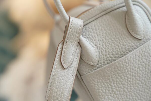 13674d8b1af242d Hermes CK80 Gris Pearl Clemence Leather Mini Lindy 19CM Gold Hardware