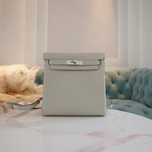 Hong Kong Hermes Kelly Ado 22cm Clemence 80 Gris Pearl Silver Hardware