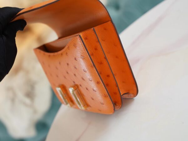 1441e973d51d117 God Factory Bags Hermes Factory I9 Abricot KK Ostrich Skin Constance19CM Shoulder Bag