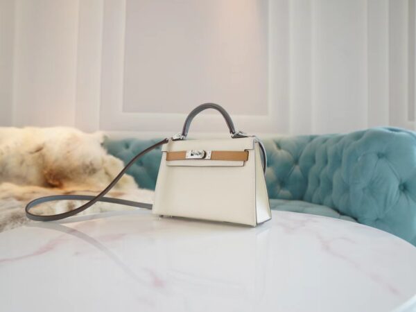 144911eb3e66710 God Factory Bags Factory Hermes Mini Kelly II 19CM I2 Nata/0L Gris Meyer/0M Chai Epsom Leather