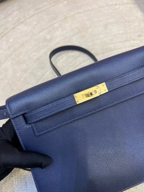 1490eb4a26b89dd-jpg Hermes Evercolor Leather Kelly Danse 22CM 2Z Blue Nuit Gold Hardware