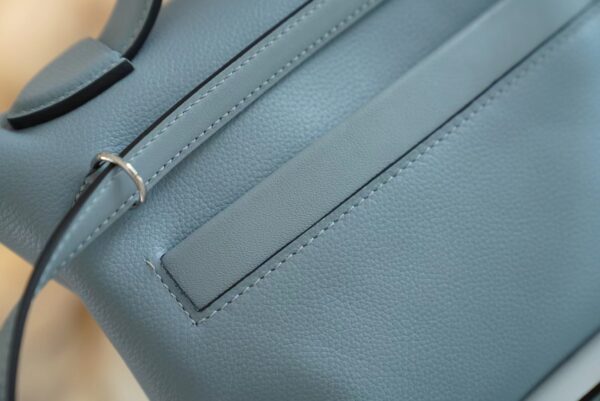 1511d75d44aaf30 Discount Hermes Mini Kelly 24/24 J7 Blue Lin / Gris Mouette Evercolor Leather Silver Hardware