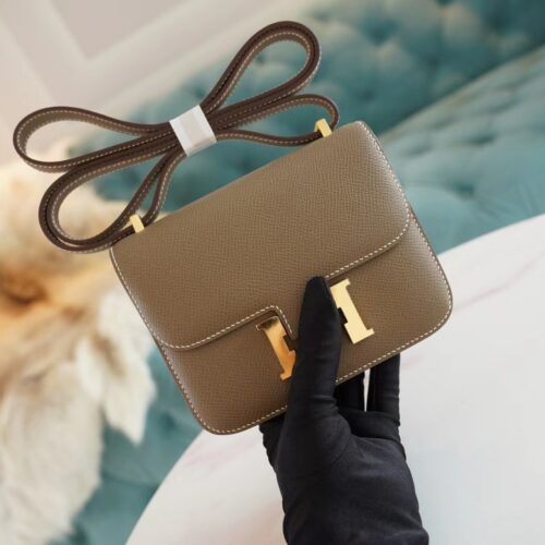 Full Handmade Hermes Constance14cm C18 Gris Etoupe Epsom Leather Gold Hardware