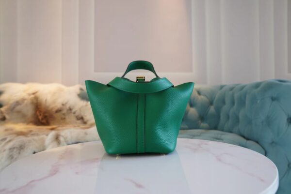 173dc1359ee1b0d-1 Full Handmade Hermes Picotin Bag18CM U4 Vert Vertigo Clemence Leather Gold Hardware