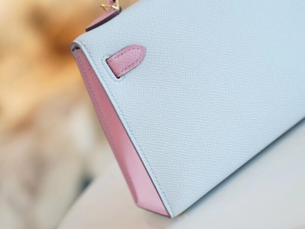 17670d109a87773 God Factory Bags Hermes Mini Kelly19CM T0 Blue Brume & X9 Mauve Sylyestre Epsom Leather