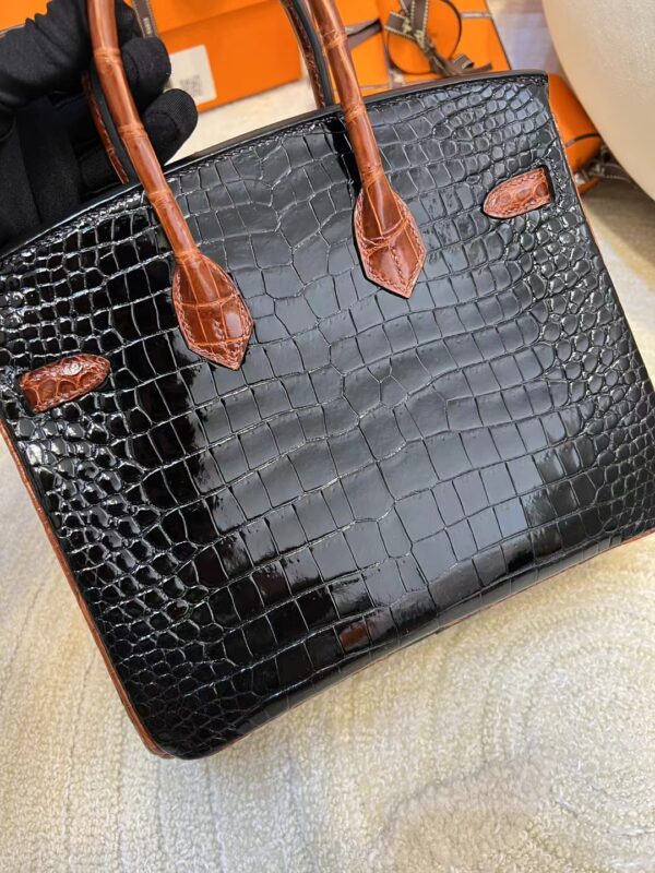 1796f48e7dd582c Hermes Shop Noir/ Miel HCP Porosus Crocodile Birkin 25CM Gold Hardware