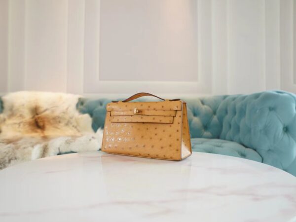 180cdc9244f5964 God Factory Bags Hermes Tabac-Camel South Africa KK Ostrich Mini Kelly Pochette22cm