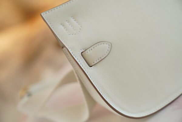 18839105963f9df Hand Stitching Hermes Jypsiere Mini Mushroom White Swift Leather Gold Hardware