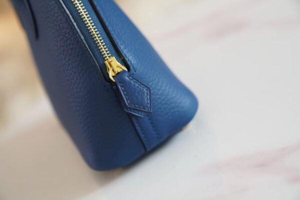 18de14015e46ec7 Fashion Hermes Mini Bolide 18CM 71 Blue France Evercolor Leather Gold Hardware