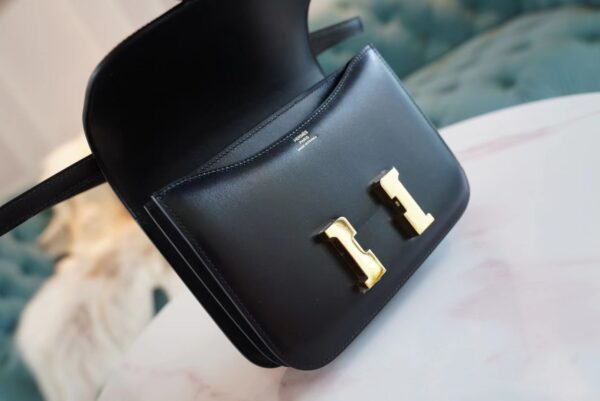 19311f1ae1836f1 Full Handmade Hermes Constance Bag19CM CK89 Black Box Leather Gold Hardware