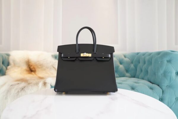 19911578b439a57-1 Full Handmade God Factory Bags Hermes CK88 Black Box Leather Birkin25CM Gold Hardware