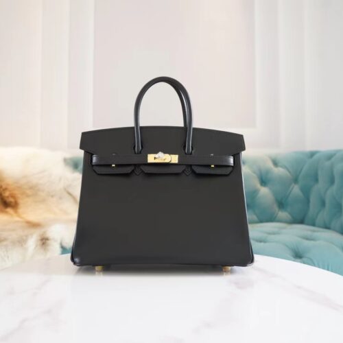 Full Handmade God Factory Bags Hermes CK88 Black Box Leather Birkin25CM Gold Hardware