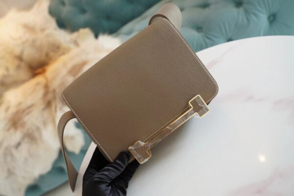 19b3db8f524ecd4-1 God Factory Bags Hermes CK18 Etoupe Chevre Leather Geta 20CM Gold Hardware