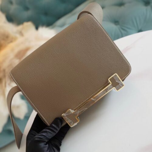 God Factory Bags Hermes CK18 Etoupe Chevre Leather Geta 20CM Gold Hardware