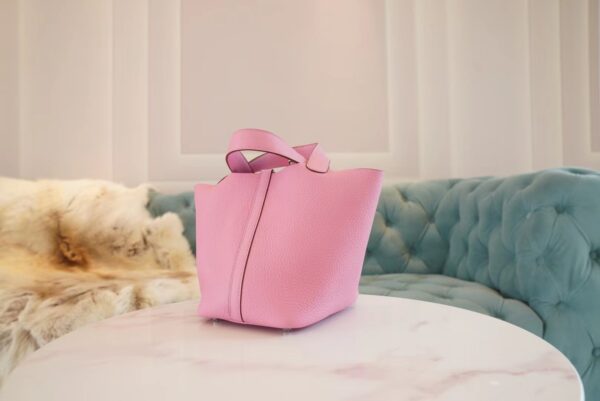 1a0c7596ef758fe God Factory Bags Factory Hermes Picotin18CM Rose Clemence Leather Silver Hardware