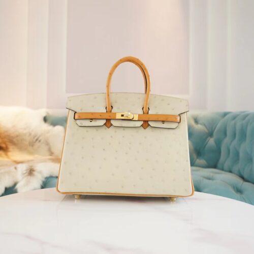 God Factory Bags Hermes Birkin Bag25CM 3C Parchemin/1H Toffe KK Ostrich Leather Gold Hardware