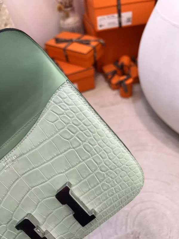 1b36a00ab3f13d5-jpg Hermes Matte Alligator Crocodile Constance 19CM 6U Vert D’eau Silver Hardware