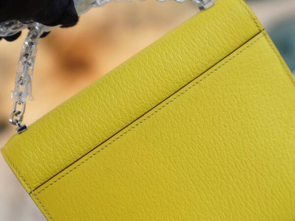 1bc73f94ccaaed7 God Factory Bags Factory Hermes 9R Lemon Yellow Chevre Leather Verrou Mini17CM Silver Hardware