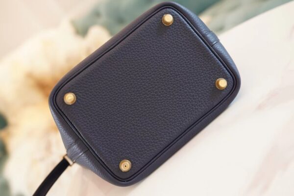 1cd371453c699b7 Full Handmade Hermes Picotin Bag18CM Blue Nuit Clemence Leather Gold Hardware