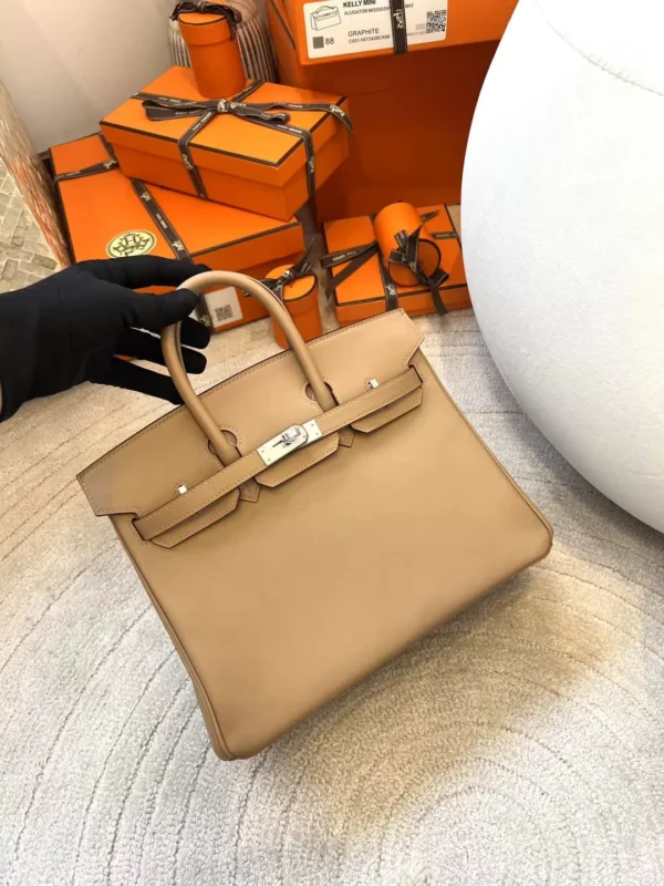 1cd926cc18b8848-jpg Handmade Hermes Birkin 25CM Swift Leather 0M Chai Silver Hardware
