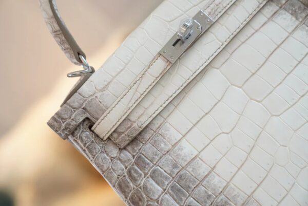 1d3eae39e6a2db7 Full Handmade Hermes Himalaya Crocodile Kelly 25CM Women’s Bag Silver Hardware