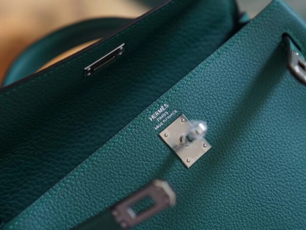 1d805dc208f6354 God Factory Bags Hermes Z6 Malachite Kelly 28CM Evercolor Leather Silver Hardware
