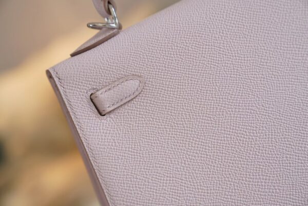 1da62074e74ece0 New Arrival Hermes Kelly 25CM 09 Mauve Pale Epsom Leather Silver Hardware