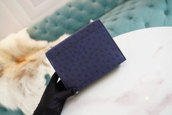 1e1d1b3737a403e Stock Hermes Verrou Mini17CM Shoulder Bag Blue Iris KK Ostrich Skin Silver Hardware