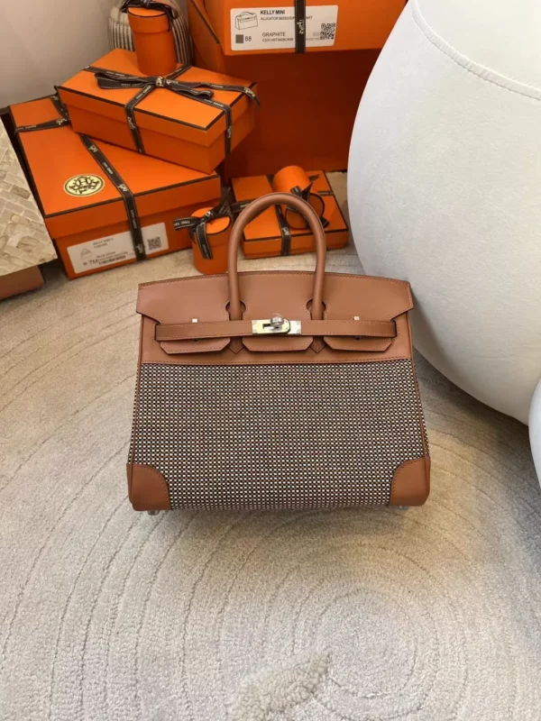 1e3f14b30cf2963-jpg New Hermes Birkin 25CM 37 Gold Swift Leather/ Toile Canvas Gold Hardware