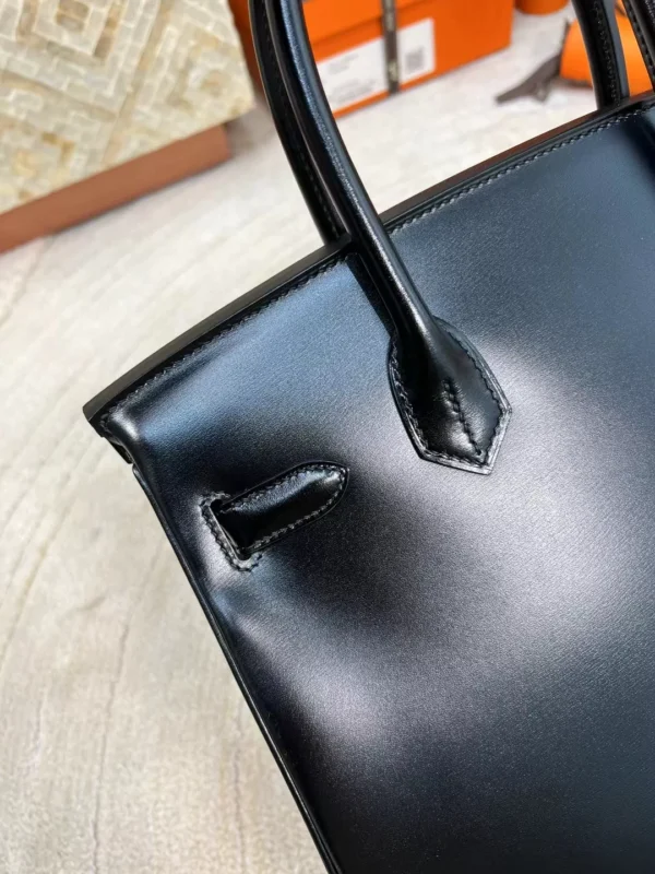 1e913da3ea8ac87-jpg New Arrival 89 Noir Box Leather Birkin 30CM Tote Bag Silver Hardware