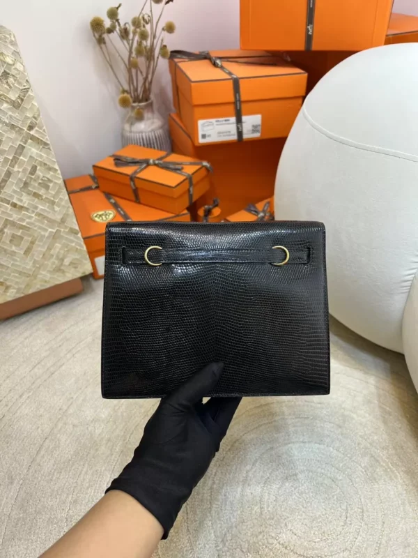 1e99f963f3578f0-jpg New Arrival Lizard Leather Kelly Danse 22CM 89 Noir Gold Hardware