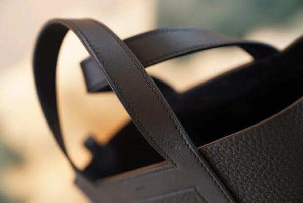 1ec68ae6c1ea945 Full Handmade Hermes CK89 Black In The Loop18CM Clemence Leather Gold Hardware