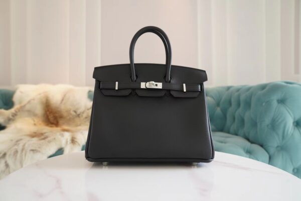 1ed5f6ddb18f4aa Full Handmade Hermes CK89 Black Togo Leather Birkin25CM Tote Bag Silver Hardware
