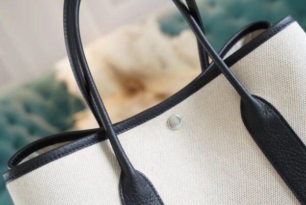 1ffbefa018de056 Wholesale God Factory Bags Hermes Black Leather/Beige Canvas Garden Party30/36CM