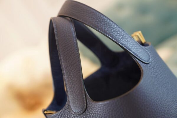 20312c3d88366fe Full Handmade Hermes Picotin Bag18CM Blue Nuit Clemence Leather Gold Hardware