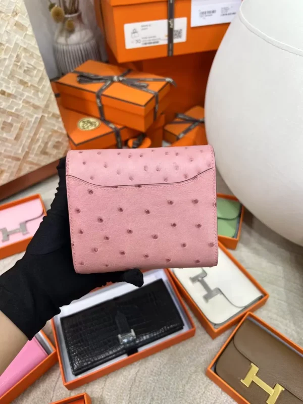2047a3ee7b1e23d-jpg Canada Toronto Hermes KK Ostrich Skin Constance Wallet 94 Terre Cuit Silver Hardware