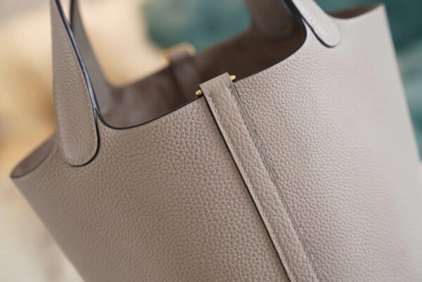 205b2d434cb6a5d Wholesale Hermes Picotin18CM M8 Gris Asphalt TM Leather Tote Bag Gold Hardware
