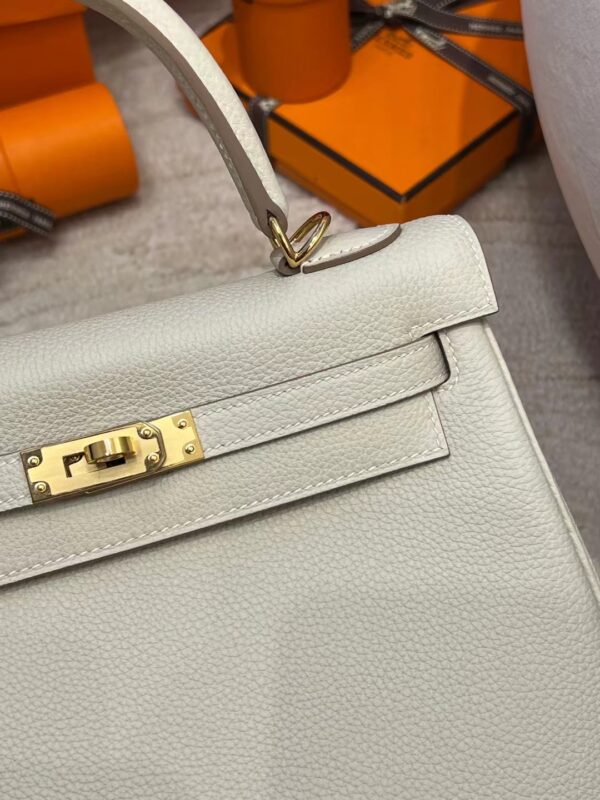 208898ef3028482-1 Hong Kong Hermes Kelly 25CM Togo Leather CK10 Craie Gold Hardware