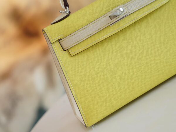 20d0a9b46eeca54 God Factory Bags Factory Hermes 9R Lemon Yellow & Craie Epsom Leather Mini Kelly19CM