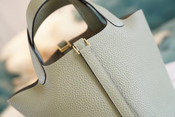 211f5c17a2440e6 Full Handmade Hermes Picotin18CM Q1 Sauge Clemence Leather Gold Hardware