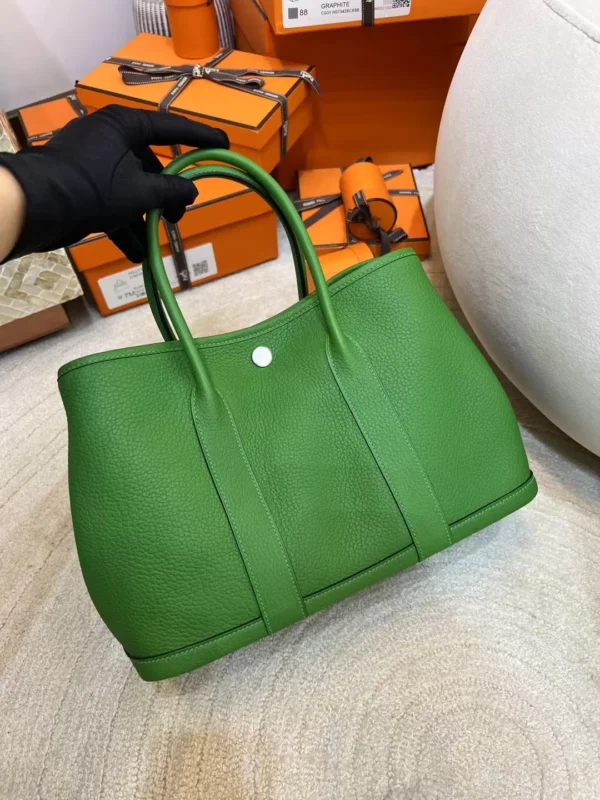 215f616edfc3009-jpg Hermes Boutique Garden Party 30CM A8 Vert Yucca Negonda Leather Silver Hardware