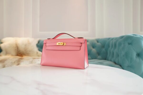 21c5aa7196f6cf5 God Factory Bags Hermes Kelly Pochette22cm K4 Rose D’ete Swift Leather Gold Hardware