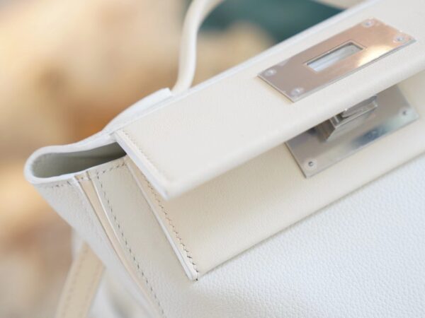 22094d6d3d38373 Discount Hermes Mini Kelly 24/24 01 Blanc & I2 Nata Evercolor Leather Silver Hardware
