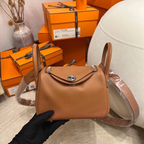 Hermes Shop Mini Lindy 19CM 37 Gold Swift Leather Silver Hardware
