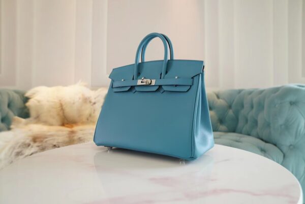 228696e915b8352 Fashion Hermes Birkin 25CM Epsom 7B Turquoise Silver Hardware