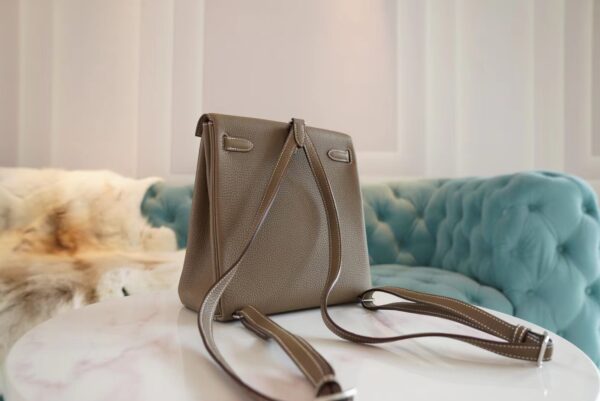 22da05562591e92 God Factory Bags Factory Hermes Kelly Ado Backpack22cm C18 Gris Etoupe Clemence Leather
