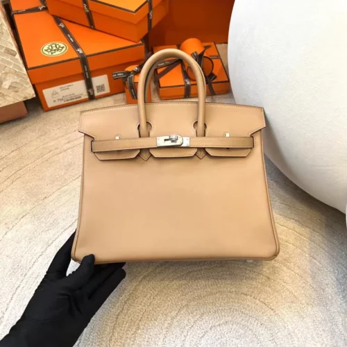 Handmade Hermes Birkin 25CM Swift Leather 0M Chai Silver Hardware